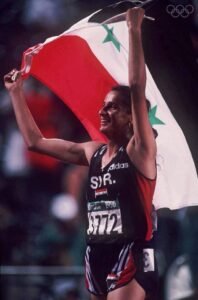 البطلة غادة شعاع في بطولة العالم لألعاب القوى في مدينة غوتنبرغ بالسّويد 1995