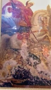 ايقونة القديس جاورجيوس للنذورات والطلبات في الكنيسة الكبرى وهي من المدرسة المقدسية وتعود الى عام1870 