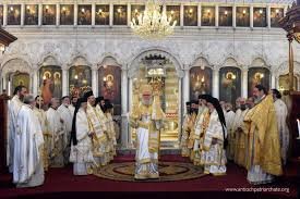 عيد الكرسي الانطاكي المقدس عيد القديسين بطرس وبولس في الكاتدرائية المريمية بدمشق غبطة بطريرك انطاكية يوحنا العاشر متوسطا السادة مطارنة الكرسي الانطاكي في 29 حزيران 2023