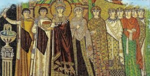 الامبراطور يوستنيانوس وزوجته تيودورا