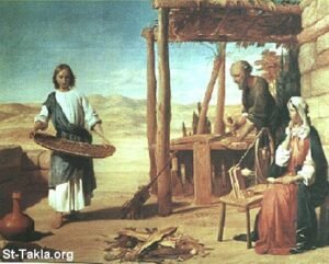 الرب يسوع طفلا في ورشة القديس يوسف النجار