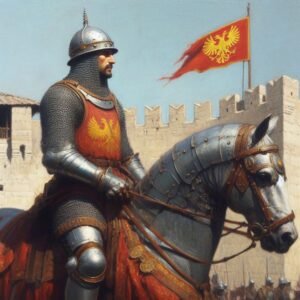 الامبراطور الشهيد قسطنطين الحادي عشر يطوف على الاسوار ويشدد العزائم...