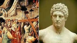 الأمبراطور هرقل ومعه عود الصليب