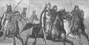 أتيلا الهوني أشهر زعماء شعب الهون وهو يقود جنوده