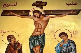 الرب يسوع على الصليب بين لصين